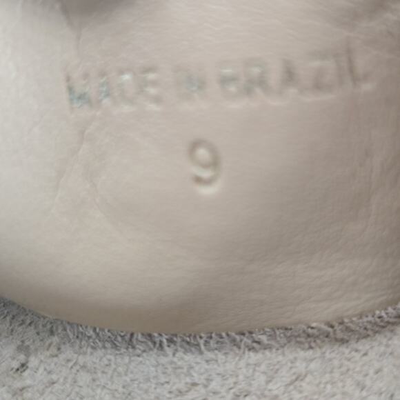 Loeffler Randal Sandals Womens 9 Slip On Cork Cream Snake Print Silver Leather - Picture 13 of 13